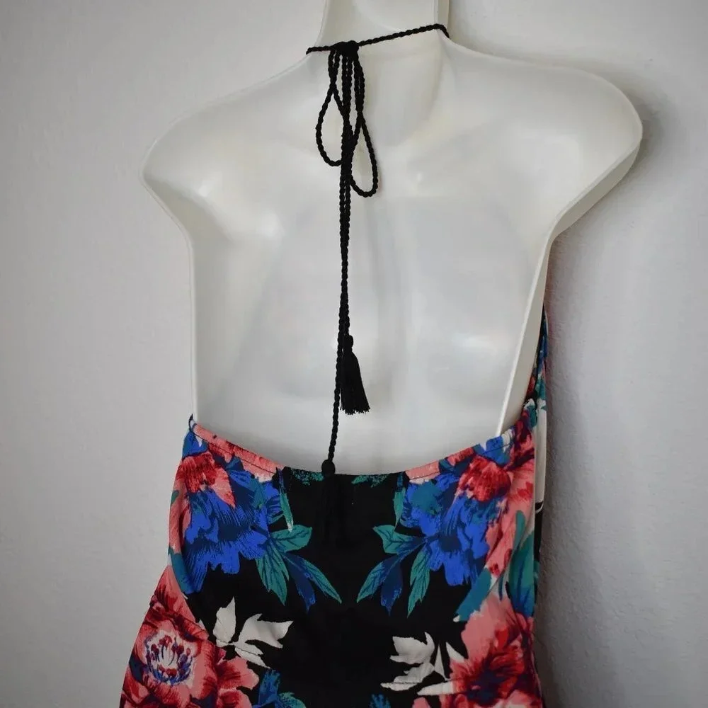 Hawaiian Floral Maxi Dress Sz S Tasseled Tropical Boho Cruisewear Beach Travel - Picture 8 of 16